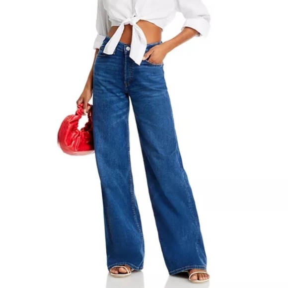 RE/DONE 70s Ultra High Rise Wide Leg Jeans in Monterey Faded Wash Size 25 - Picture 2 of 8